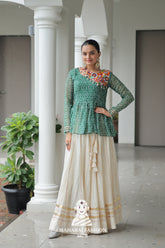 Navratri - Premium Kora Cotton Gota Patti Lehenga with Bandhani Kutchi Top β¨π